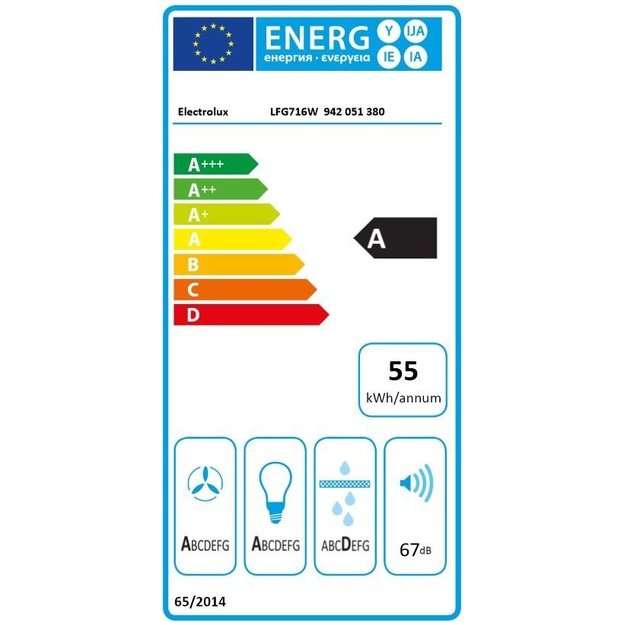 Electrolux gartraukis LFG716W Built-under White 700 m3/h A
