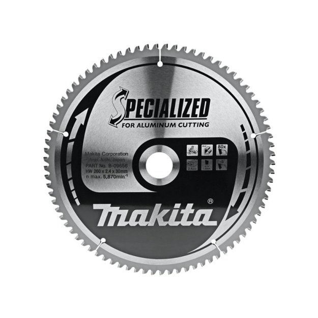 Pjovimo diskas aliuminiui MAKITA 260x30x2,4mm 80T -5&deg;
