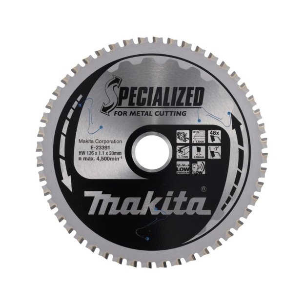 Pjovimo diskas plonam metalui MAKITA 136x20x1,1mm Z48