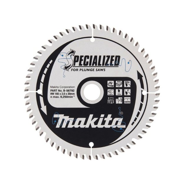 Pjovimo diskas MAKITA MDF ir laminatui 165x20x2,0 60T MDF