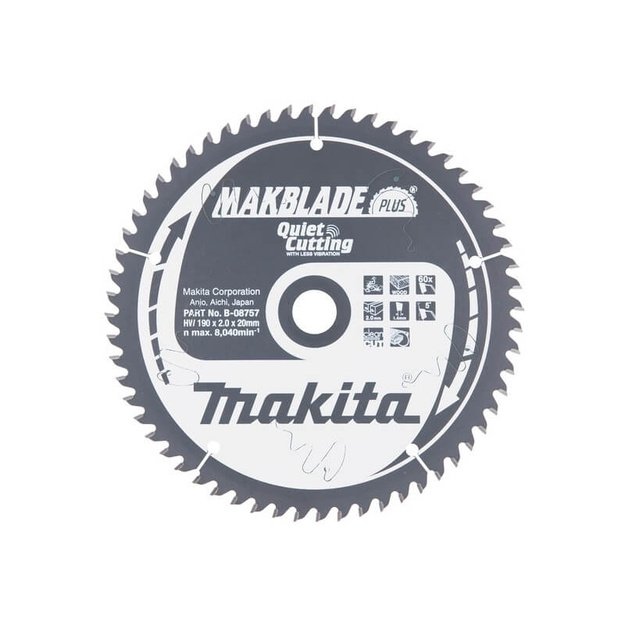 Pjovimo diskas MAKITA Makblade plus 190x20x2,0mm 60T 5&deg;