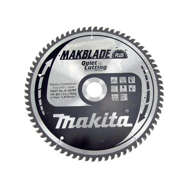 Pjovimo diskas MAKITA 260x30x2,3mm 70T 5&deg;