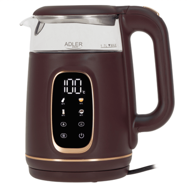 Adler Kettle with LED Display | AD 1305 | Electric | 2200 W | 1.7 L | Plastic | 360&deg; rotational base | Burgundy