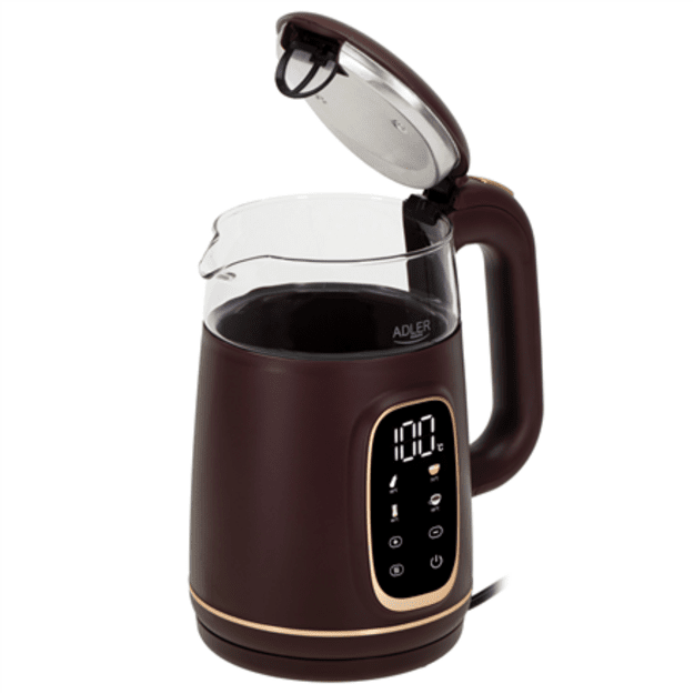Adler Kettle with LED Display | AD 1305 | Electric | 2200 W | 1.7 L | Plastic | 360&deg; rotational base | Burgundy