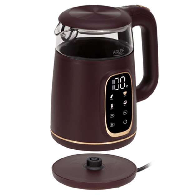 Adler Kettle with LED Display | AD 1305 | Electric | 2200 W | 1.7 L | Plastic | 360&deg; rotational base | Burgundy