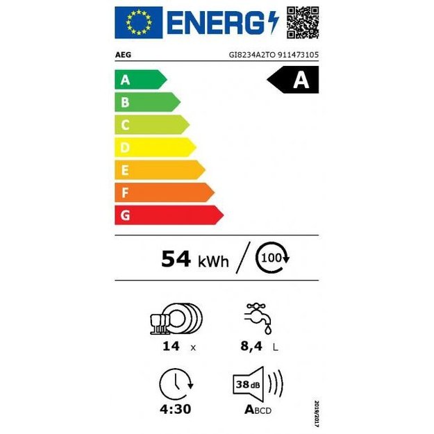 Įmontuojama indaplovė  AEG GI8234A2TO