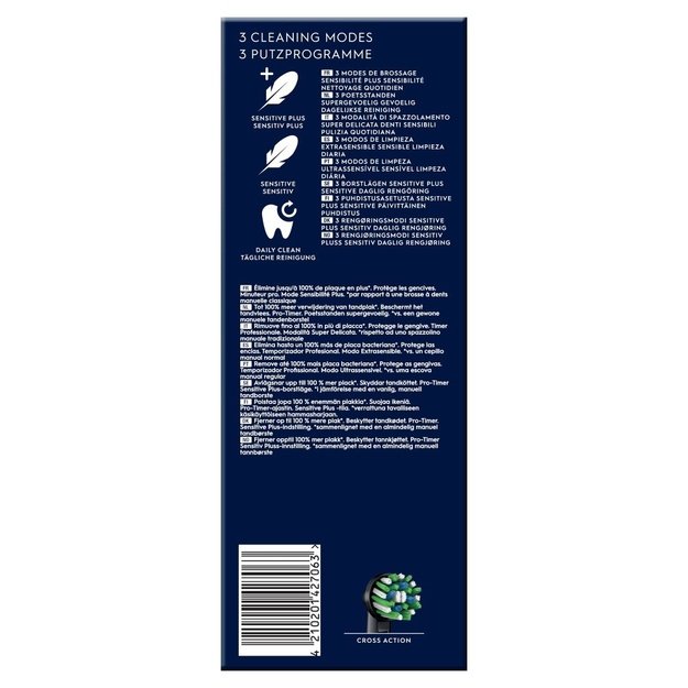 Oral-B Vitality Pro, Adult, Rotating toothbrush, Daily care, Sensitive, Black, 2 min, Battery