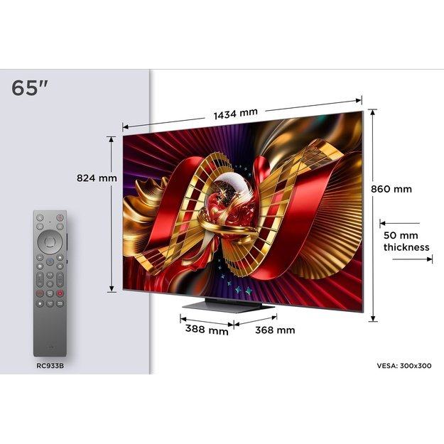 TCL C8L 65C8L TV 165.1 cm (65 ) 4K Ultra HD Smart TV Wi-Fi Black 6000 cd/m&sup2;