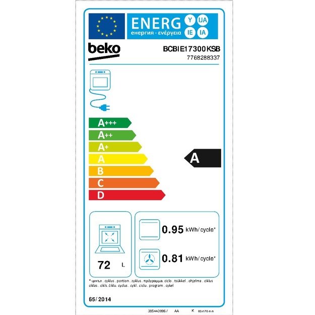 Beko BCBIE17300KSB Built-in oven 72 l 2400 W Black