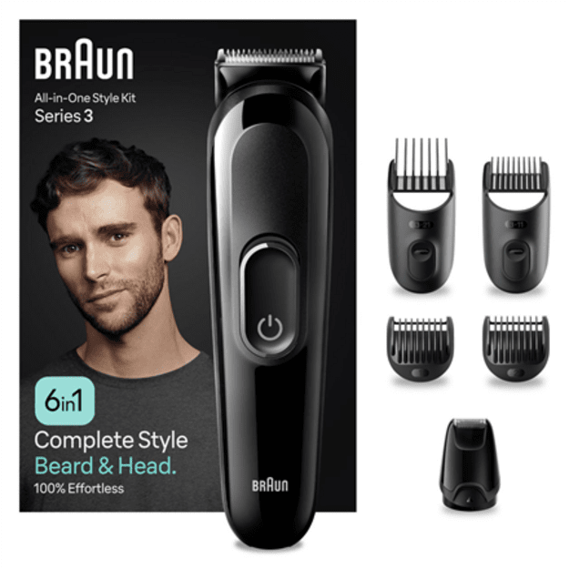 Braun Trimmer | 6-in-1 Style Kit 3 MGK3410 | Cordless | Number of length steps 13 | Black