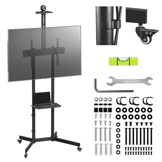 Maclean TV stand / cart, camera shelf, on wheels, 37-70 , max load 45kg/5kg shelf, max. VESA 600x400, MC-113 B