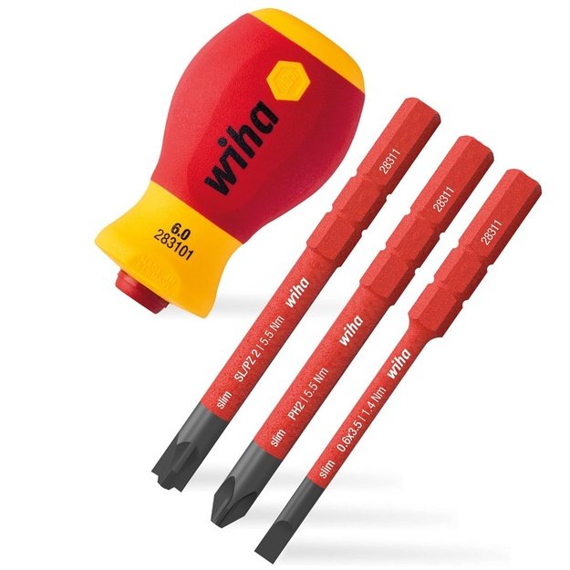 Screwdriver set with bit holder softfinish electri