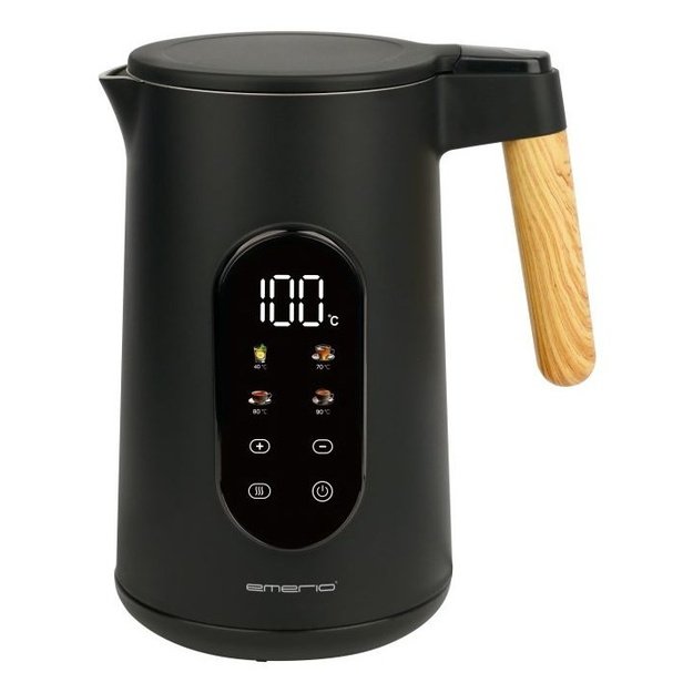 Emerio kettle 1,7 l Griff Holzopt,schnurlos,Digit.Disp