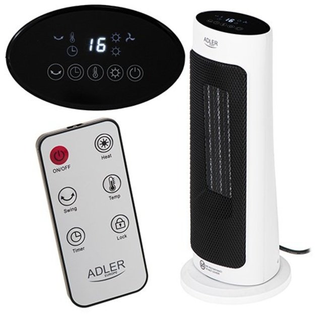 Adler | Tower Fan Heater with Timer | AD 7738 | Ceramic | 2000 W | Number of power levels 2 | Suitable for rooms up to 25 m&sup2; |