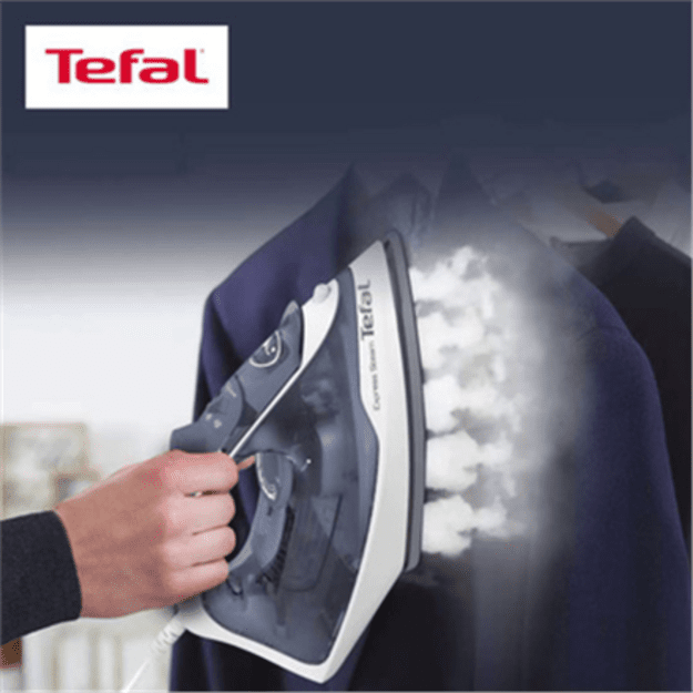 Tefal Express Steam FV2837 Dry & Steam iron Cerilium soleplate 2400 W Blue, Grey, White