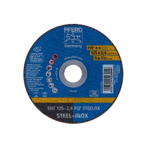 Nerūd. plieno pjovimo diskas PFERD EHT 125x2,4mm A46 P PSF-INOX
