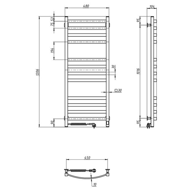 Elektrinis rank&scaron;luosčių džiovintuvas Navin Avalon 480*1200 Sensor, 12-203155-4812, kairinis
