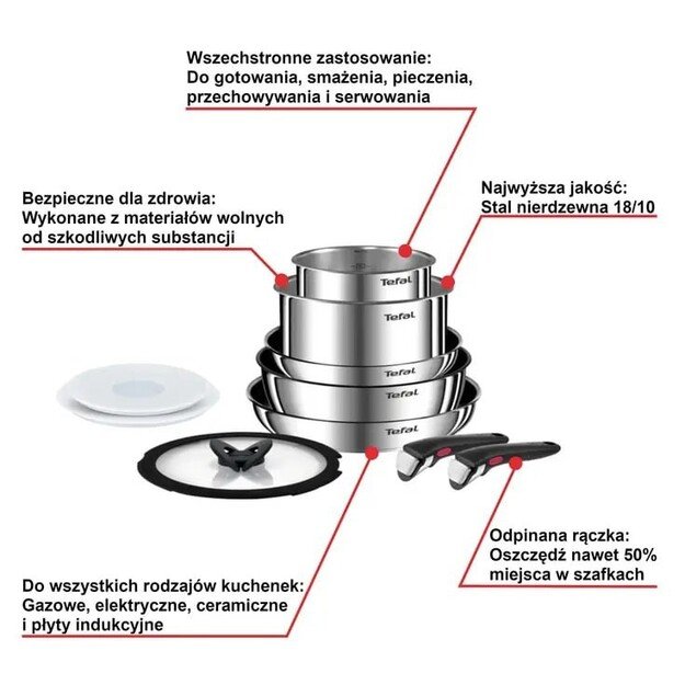 TEFAL Ingenio Emotion 10-piece cookware set L897SA74 7
