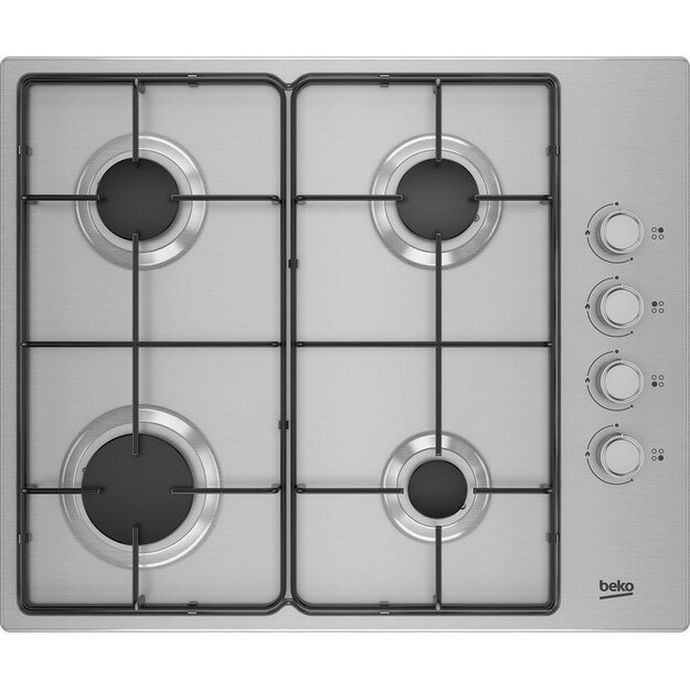 Beko HIBG64120SX 60cm Gas Hob with Side Knob Controls