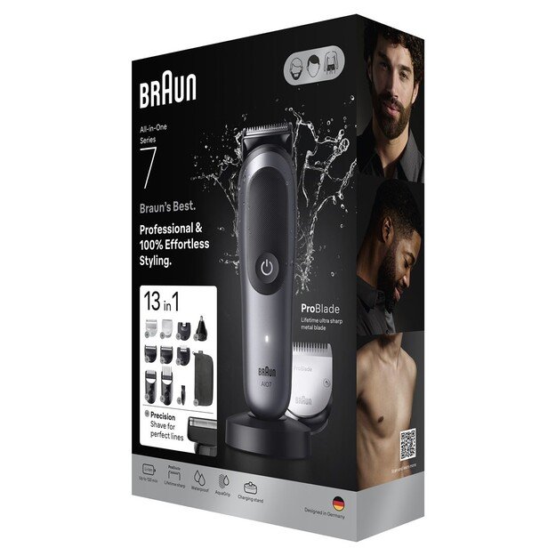 Braun 13in1 Grooming Kit | All-in-One Series 7 AIO7560 | Cordless | Number of length steps 14 | Black/Grey 1