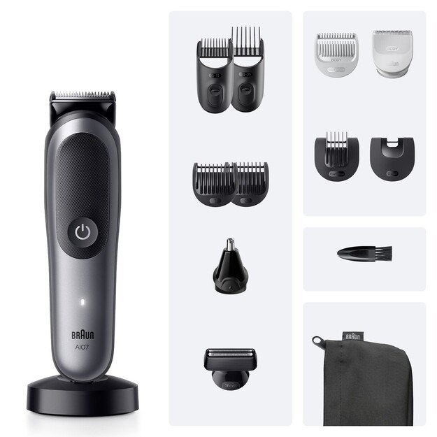 Braun 13in1 Grooming Kit | All-in-One Series 7 AIO7560 | Cordless | Number of length steps 14 | Black/Grey 3
