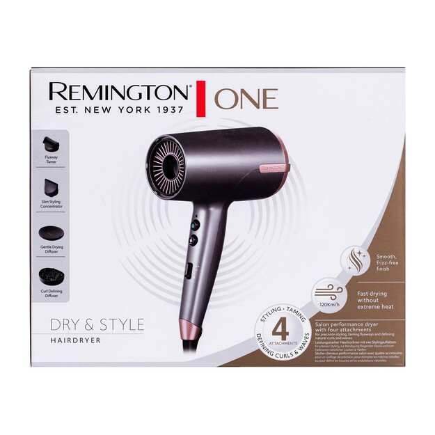 Remington | Hair dryer | D6077 | 2000 W | Number of temperature settings 3 | Ionic function | Diffuser nozzle | Grey