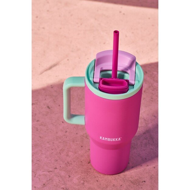 Thermal mug with telescopic straw Kambukka Rio Tumbler 950ml Bubblegum Mint 9