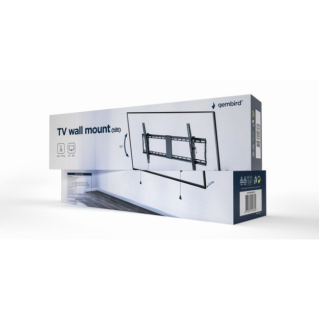 Gembird | Wall mount | WM-90T-01 | Tilt | 43-90   | Maximum weight (capacity) 70 kg | Black 1