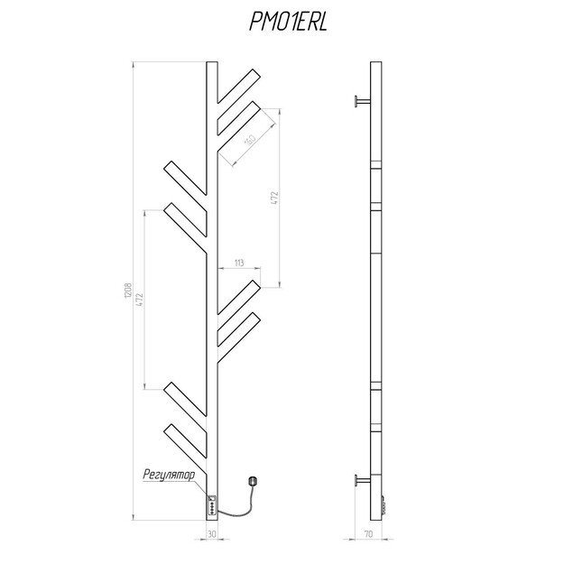 Elektrinis rank&scaron;luosčių džiovintuvas Kosser Madera 1200x255 ERL, su laikmačiu, baltas 1