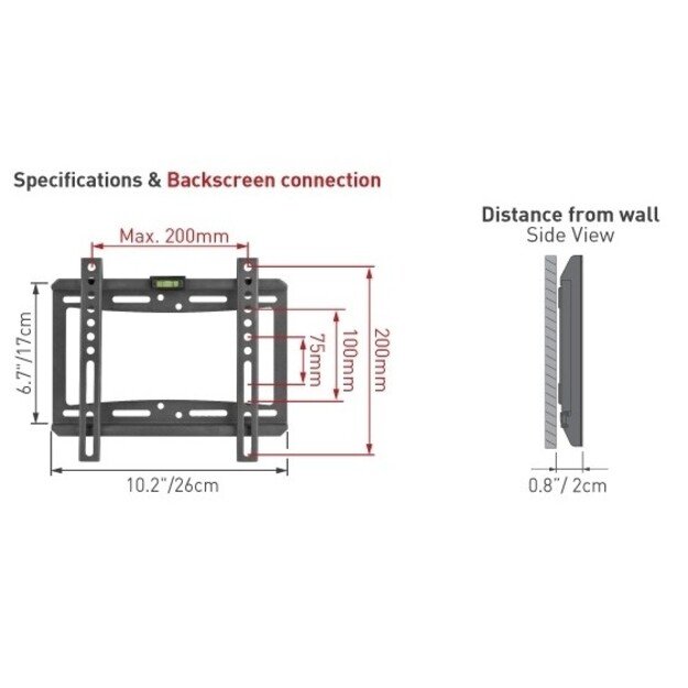 BARKAN E202+.B 19 -39  (55 ) plok&scaron;ičam TV, fiksuotas, sieninis, juodas 2