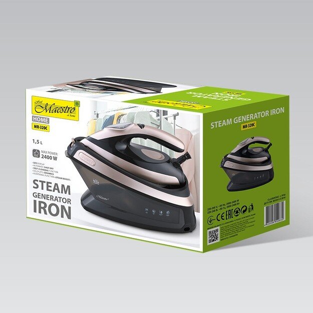 Maestro MR-320C steam ironing station 2400 W 1.5 L Ceramic soleplate Black, Pink gold 1