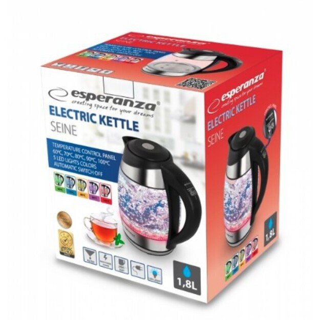 Kettle electric Esperanza SEINE EKK026 (2200W 1.7l, black color) 1