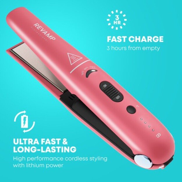 Revamp ST-1700PK-EB Progloss Liberate Cordless Ceramic Compact Hair Straightener Pink