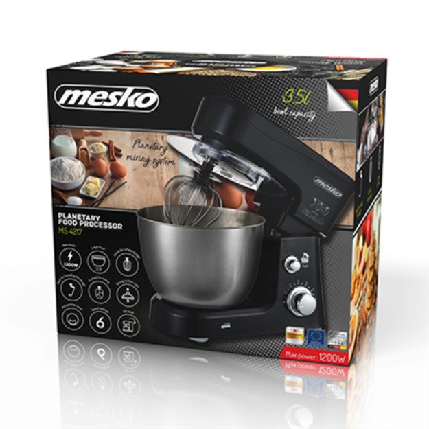 Mesko | MS 4217 | 1200 W | Number of speeds 6 | Bowl capacity 3.5 L | Stainless steel/Black 2