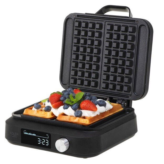 Adler Waffle Maker with LED Display | AD 3087 | 2200 W | Number of pastry 2 | Belgium | Black 1