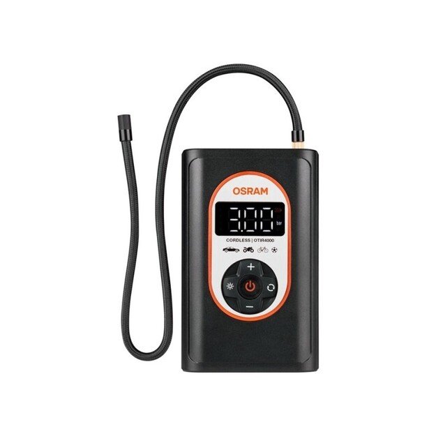 12V Compressor, 8.3bar - Rechargeable Tire Inflator with Digital Backlit Display