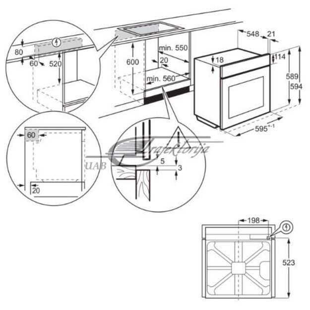 Oven electric For installation Electrolux EOE7P31X (Touch, 1900W, Silver)