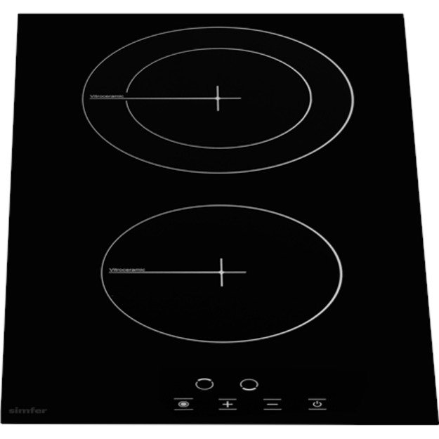 Simfer | Hob | H3.020.DEBSP | Vitroceramic | Number of burners/cooking zones 2 | Touch | Black