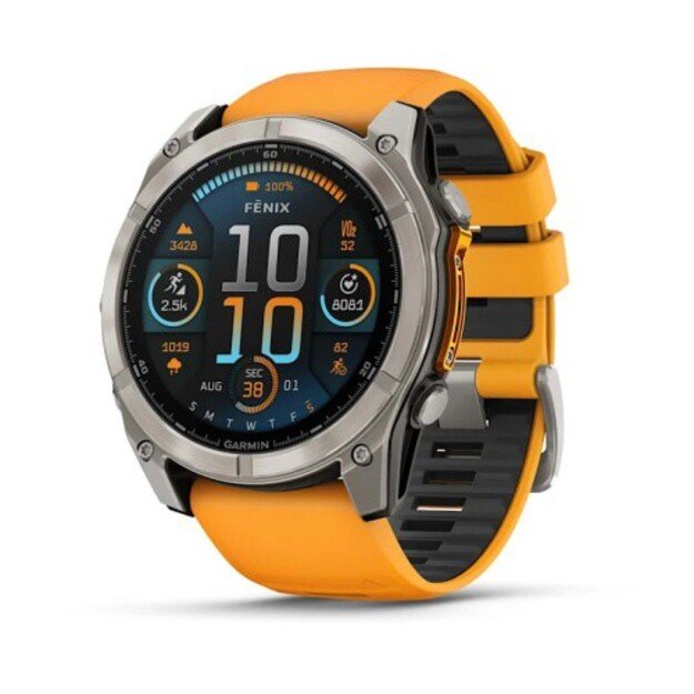 Garmin Fenix 8 I&scaron;manusis laikrodis 51 mm AMOLED Sapphire,Titanium,Spark orange/Graphite sil. band