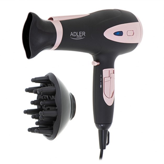 Adler | Hair Dryer | AD 2248b ION | 2200 W | Number of temperature settings 3 | Ionic function | Diffuser nozzle | Black