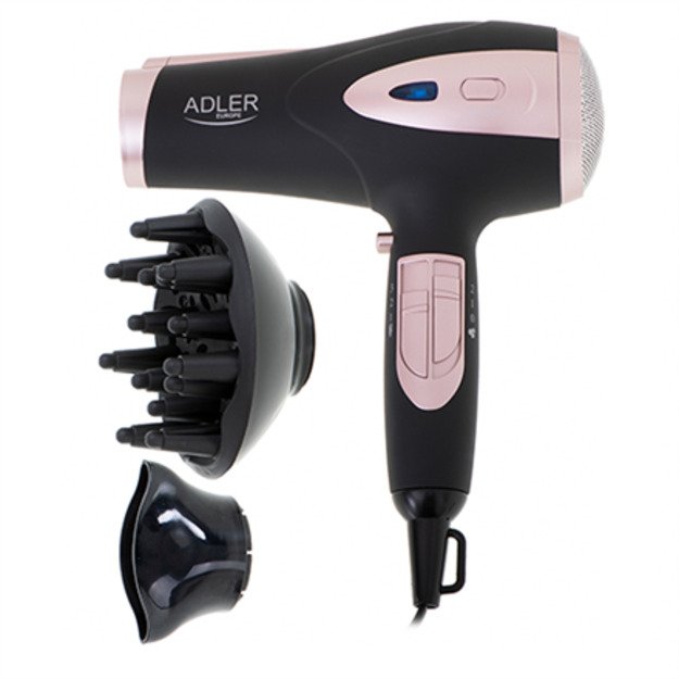 Adler | Hair Dryer | AD 2248b ION | 2200 W | Number of temperature settings 3 | Ionic function | Diffuser nozzle | Black