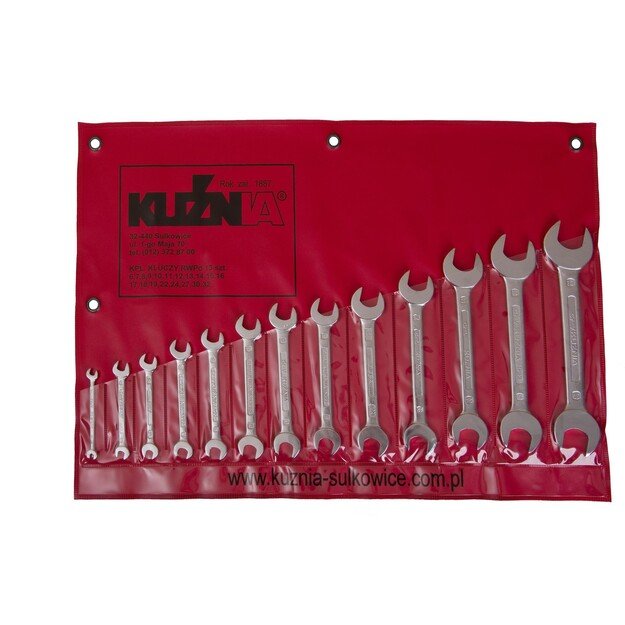 Set of open-end wrenches with 13 pieces ranging from 6 to 32mm