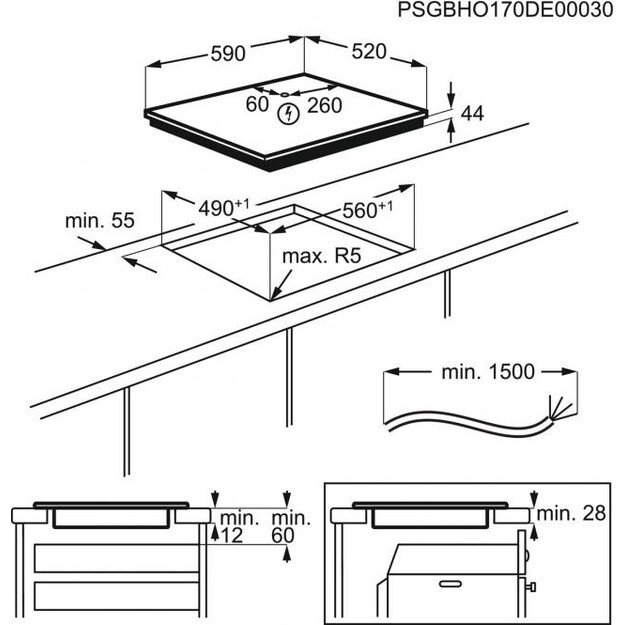 59 cm pločio montuojama indukcinė kaitlentė Electrolux LIV63431BW, balta