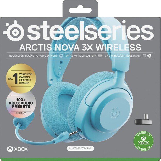 Steelseries Arctis Nova 3X Headset Wireless Head-band Music/Everyday Bluetooth Aqua colour