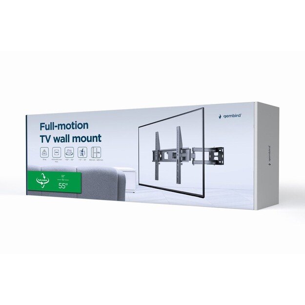 Gembird | Wall mount | WM-55ST-03 | Tilt, Swivel | 32-55   | Black