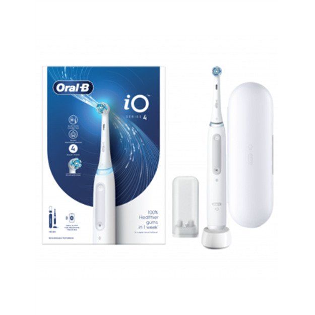 Oral-B | iO4 | Electric Toothbrush | Rechargeable | For adults | ml | Number of heads | Quite White | Number of brush heads incl