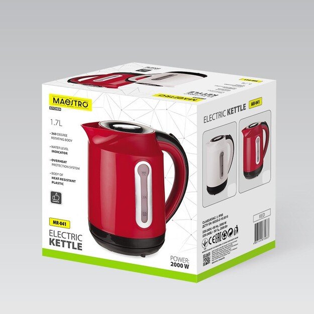 Electric kettle 1,7l 2000W MR-041-RED MAESTRO