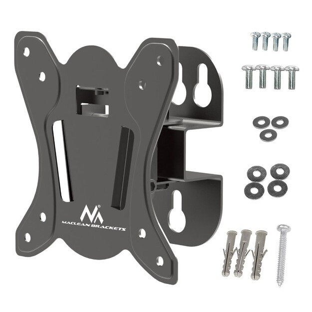 Maclean MC-415 TV Monitor Wall Mount 13 -32  30kg Tilt Rotate max. VESA 100x100 30kg Black Slim Universal Powder Coated