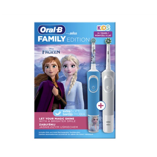 Oral-B | Electric Toothbrush | D100 Kids Frozen + Vitality Pro D103 | Rechargeable | For adults and children | Number of brush h