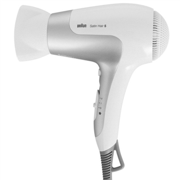 Braun | Hair Dryer | Satin Hair 5 HD 580 | 2500 W | Number of temperature settings 3 | Ionic function | White/ silver